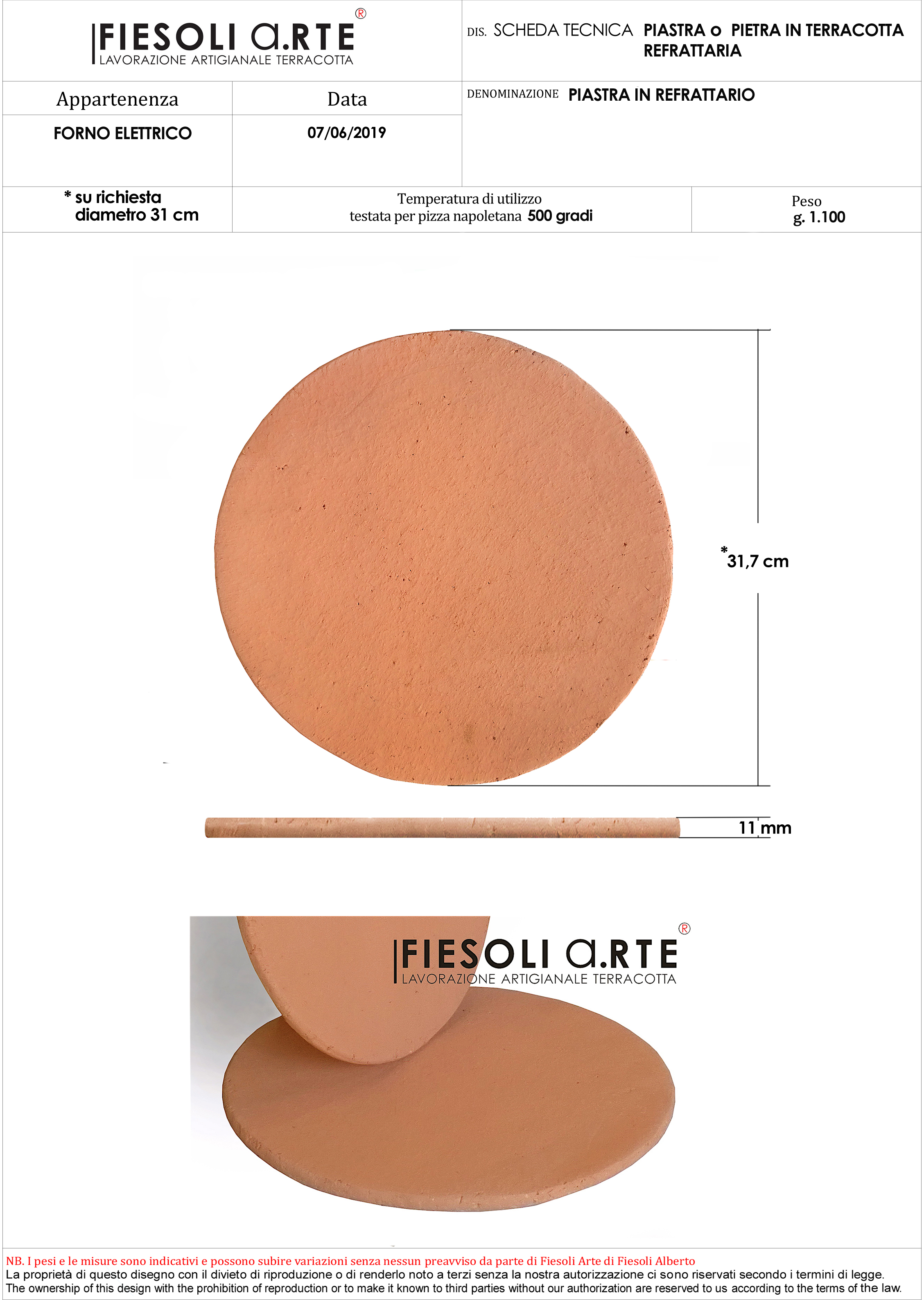 Piastra in Terracotta Refrattaria
